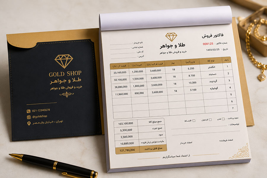 چاپ فاکتور طلا فروشی
