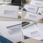 چاپ پاکت پنجرهدار؛ انتخابی کاربردی برای مکاتبات حرفهای Modern-Window-Envelope-Stationery-Collage